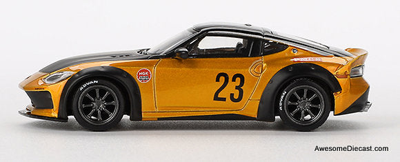 Nissan Fairlady Z LB Nation Works #23, LB Gold 1:64 Diecast Model Car by Mini GT