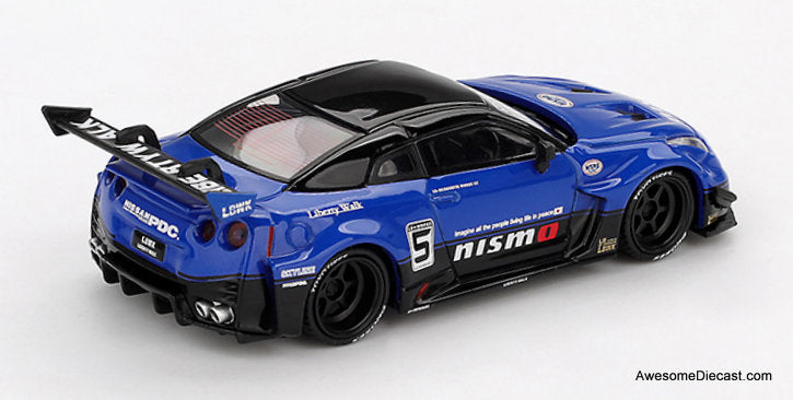 LB-Silhouette Works GT Nissan 35GT-RR Version 2, Blue 1:64 Diecast Model Car by Mini GT