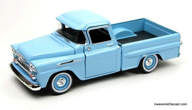 1958 Chevrolet Apache Pick-Up Truck, Light Blue 1:24 Diecast Model Truck by Motormax