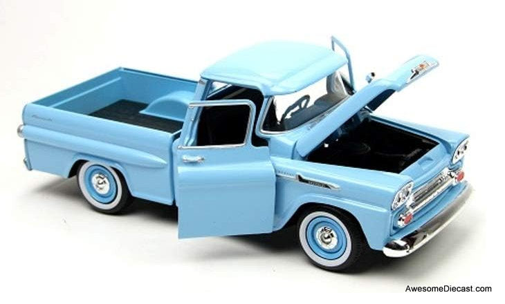 1958 Chevrolet Apache Pick-Up Truck, Light Blue 1:24 Diecast Model Truck by Motormax