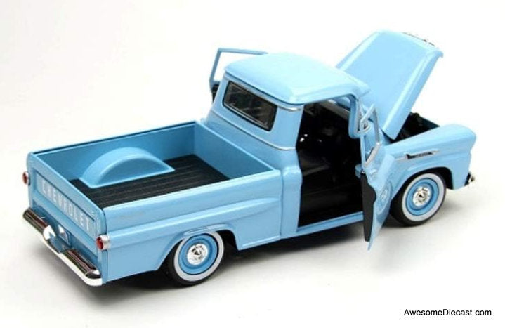 1958 Chevrolet Apache Pick-Up Truck, Light Blue 1:24 Diecast Model Truck by Motormax
