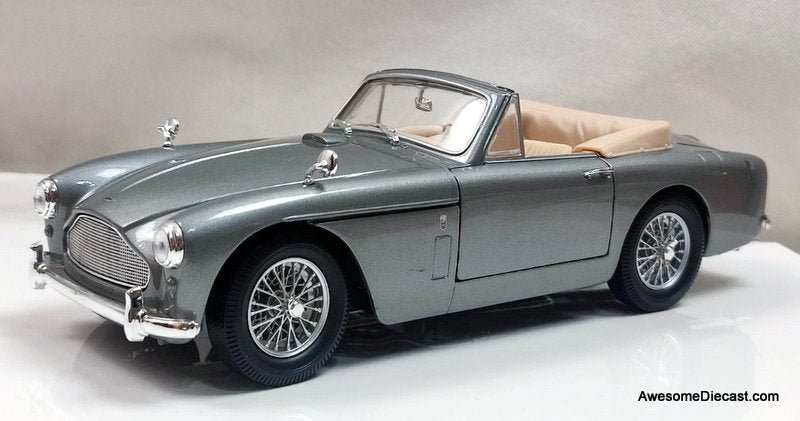 1958 Aston Martin DB2-4 Mark III Convertible, Silver 1:18 Diecast Model Car by American Mint