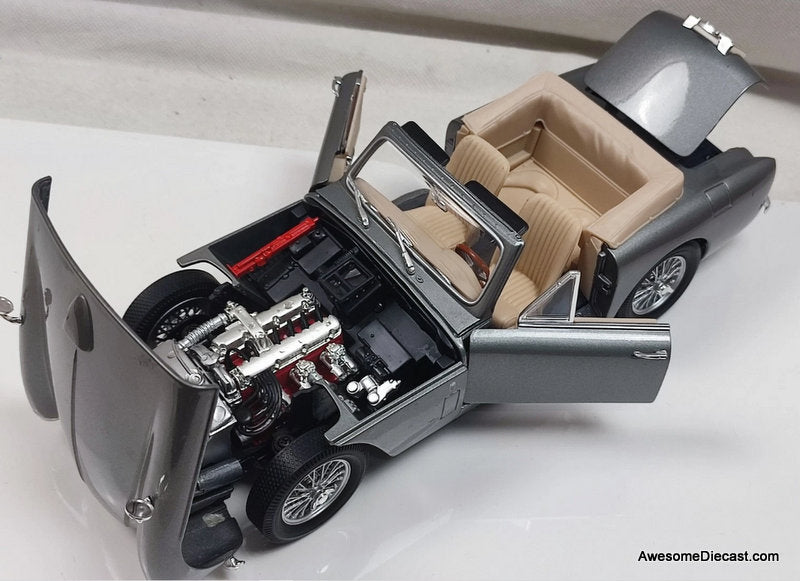 1958 Aston Martin DB2-4 Mark III Convertible, Silver 1:18 Diecast Model Car by American Mint
