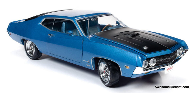 1970 Ford Torino Cobra, Metallic Blue 1:18 Diecast Model Car by Auto World