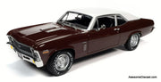 1970 Chevrolet Nova SS 396, Maroon w/White Roof 1:18 Diecast Model Car by Auto World