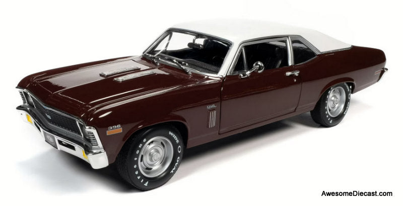 1970 Chevrolet Nova SS 396, Maroon w/White Roof 1:18 Diecast Model Car by Auto World