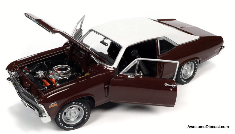 1970 Chevrolet Nova SS 396, Maroon w/White Roof 1:18 Diecast Model Car by Auto World