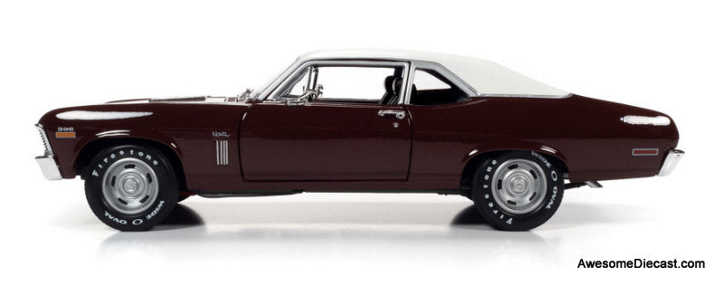 1970 Chevrolet Nova SS 396, Maroon w/White Roof 1:18 Diecast Model Car by Auto World