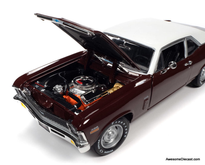 1970 Chevrolet Nova SS 396, Maroon w/White Roof 1:18 Diecast Model Car by Auto World
