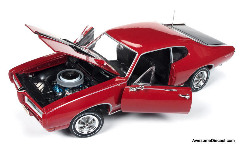 1968 Pontiac GTO Royal Bobcat, Solar Red/Black 1:18 Diecast Model Car by Auto World