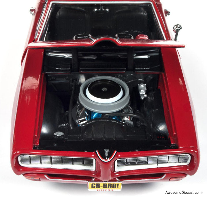 1968 Pontiac GTO Royal Bobcat, Solar Red/Black 1:18 Diecast Model Car by Auto World