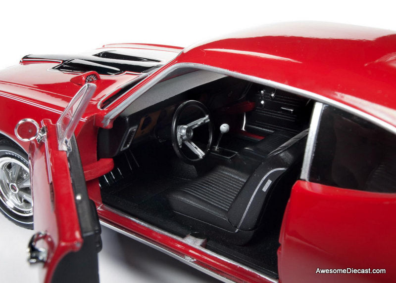 1968 Pontiac GTO Royal Bobcat, Solar Red/Black 1:18 Diecast Model Car by Auto World