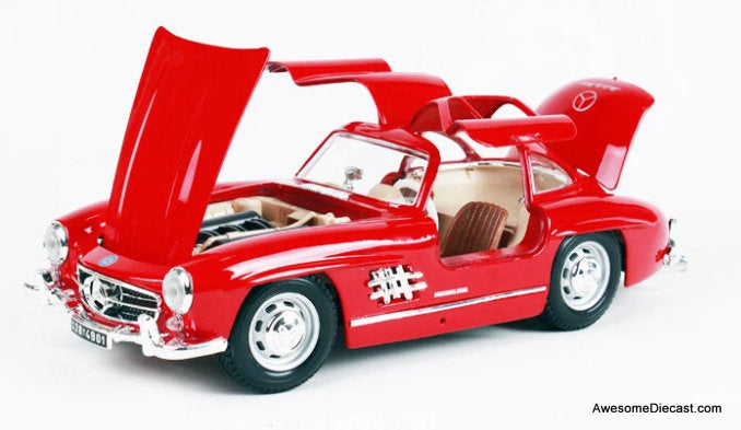 1954 Mercedes Benz 300 SL, Red 1:18 Diecast Model Car by Burago