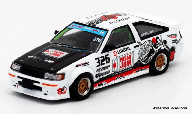 Toyota Corolla AE86 Levin: Trackerz Racing 1:64 Diecast Model Car by Inno64