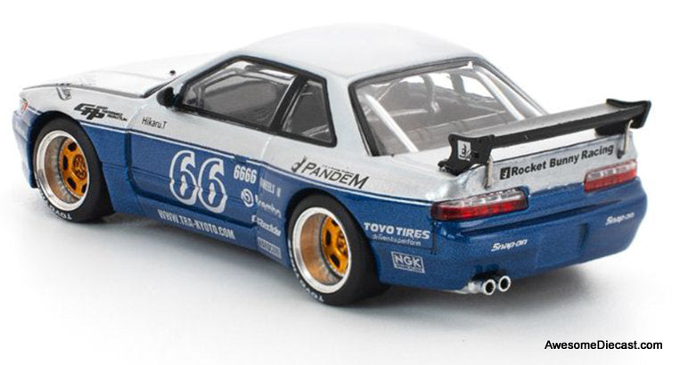 Pandem Nissan Silvia, Moontech Blue 1:64 Diecast Model car by Pop Race