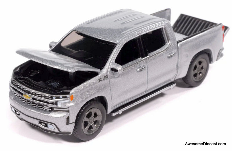 2019 Chevy Silverado High Country Pick-Up, Silver Ice 1:64 Diecast Model Truck by Auto World