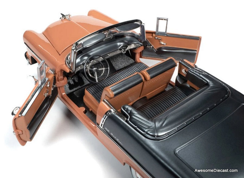 1955 Chevrolet Bel Air Convertible, Coral/Gray 1:18 Diecast Model Car by Auto World