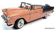 1955 Chevrolet Bel Air Convertible, Coral/Gray 1:18 Diecast Model Car by Auto World