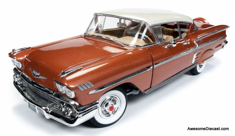 1958 Chevrolet Bel Air Impala Coupe, Sierra Gold/White 1:18 Diecast Model car by Auto World