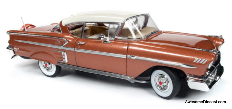 1958 Chevrolet Bel Air Impala Coupe, Sierra Gold/White 1:18 Diecast Model car by Auto World