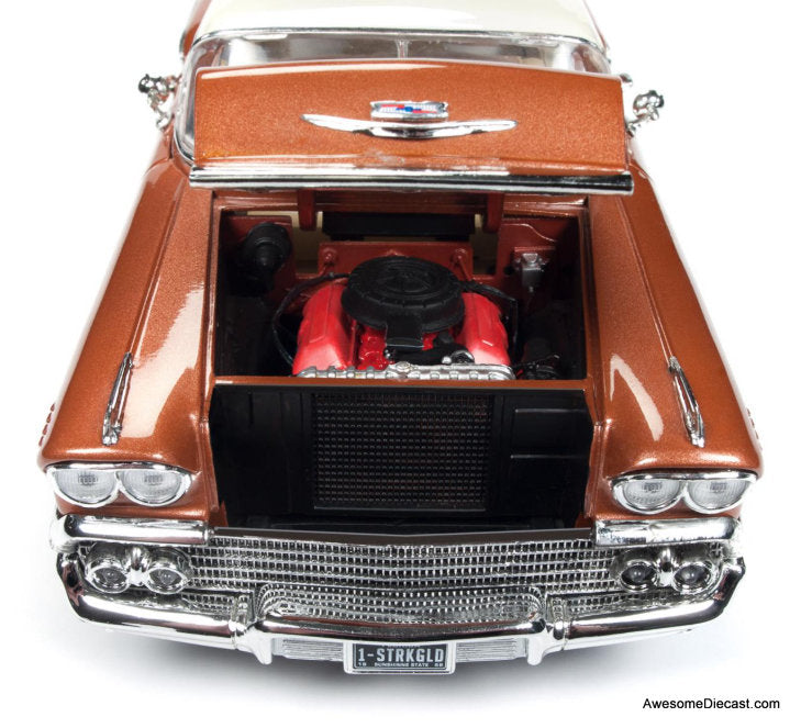 1958 Chevrolet Bel Air Impala Coupe, Sierra Gold/White 1:18 Diecast Model car by Auto World