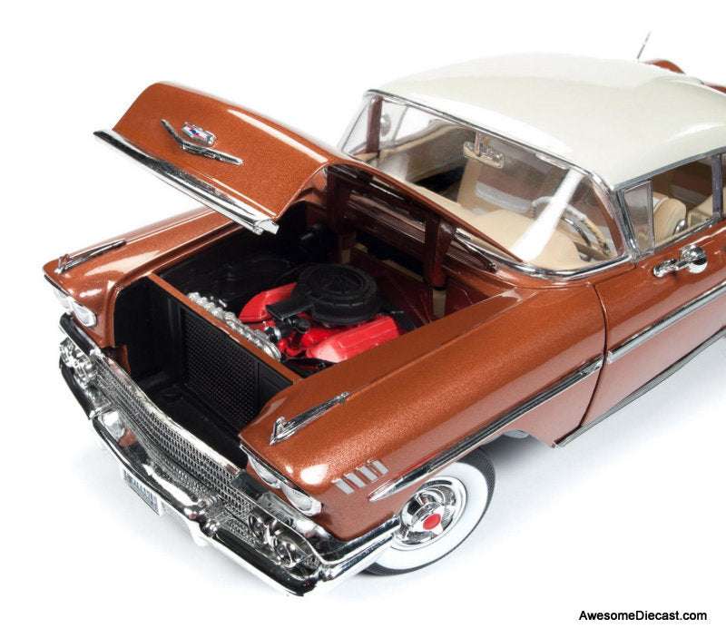 1958 Chevrolet Bel Air Impala Coupe, Sierra Gold/White 1:18 Diecast Model car by Auto World