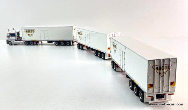 Kenworth COE Sleeper Tractor w/Dry Goods Road Train Trailers: Ascot N.T. Haulage 1:64 Diecast Model Truck by Highway Replicas