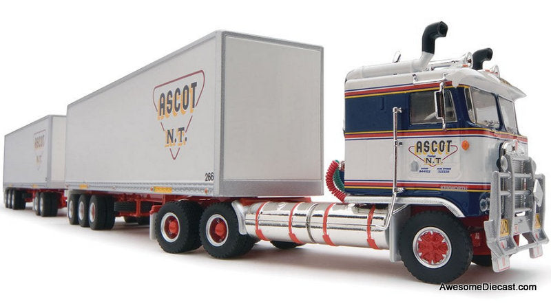 Kenworth COE Sleeper Tractor w/Dry Goods Road Train Trailers: Ascot N.T. Haulage 1:64 Diecast Model Truck by Highway Replicas