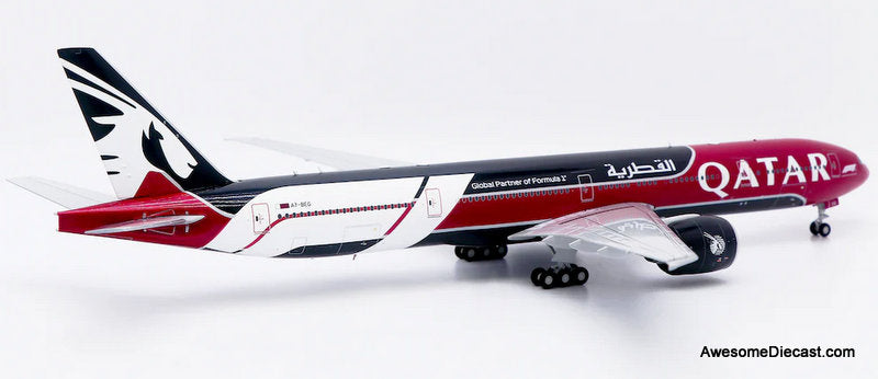 Boeing 777-300ER: Qatar Airways  (Reg #A7-BEG) - Flaps Down "Formula 1 Livery" 1:200 Diecast Model Plane by JC Wings