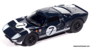 Auto World 1965 Ford GT40 #7, Dark Blue w/White Stripes 1::64 Diecast Model Car by Auto World