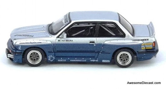 Pandem BMW E30 M3, Silver/Blue 1:64 Diecast Model Car by Inno64