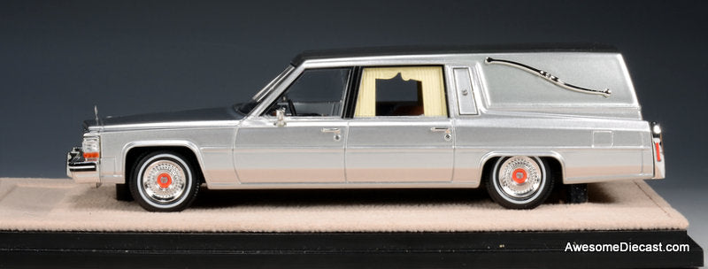 1980 Cadillac Superior Hearse, Silver 1:43 Resin Cast Model Car by Stamp Models