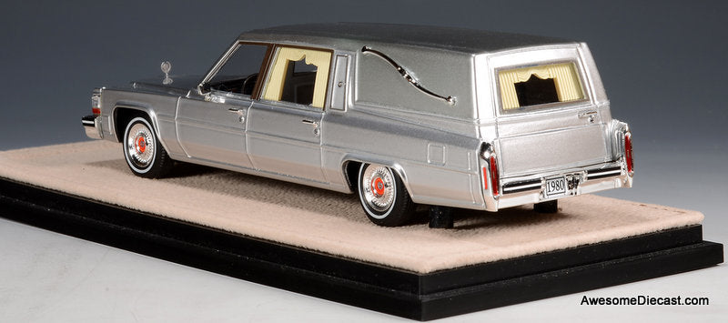 1980 Cadillac Superior Hearse, Silver 1:43 Resin Cast Model Car by Stamp Models