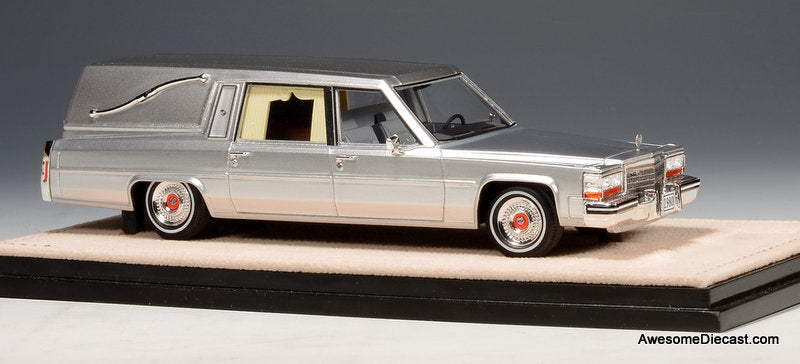 1980 Cadillac Superior Hearse, Silver 1:43 Resin Cast Model Car by Stamp Models