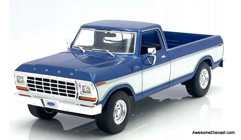 1979 Ford F-150 Pick-Up, Blue/White 1:18 Diecast Model Truck by Maisto