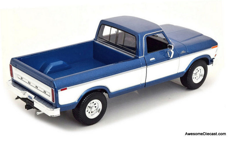 1979 Ford F-150 Pick-Up, Blue/White 1:18 Diecast Model Truck by Maisto