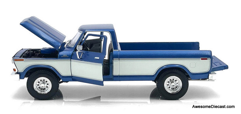 1979 Ford F-150 Pick-Up, Blue/White 1:18 Diecast Model Truck by Maisto