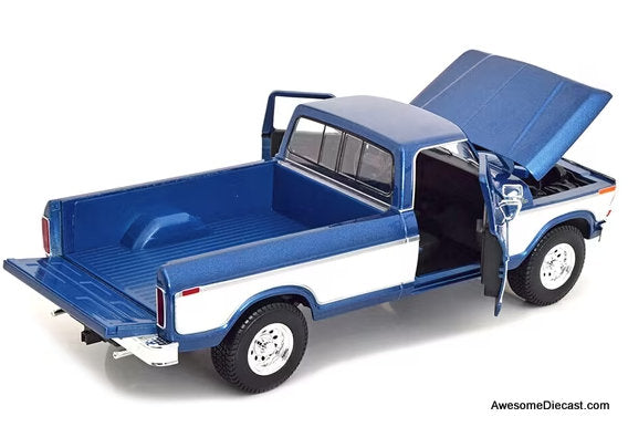 1979 Ford F-150 Pick-Up, Blue/White 1:18 Diecast Model Truck by Maisto