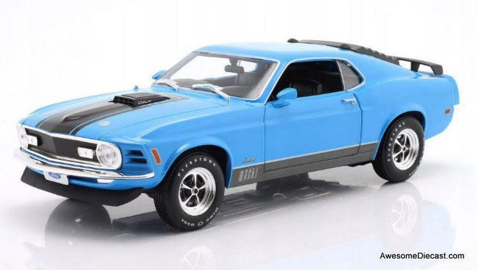 1970 Ford Mustang Mach 1, Blue 1:18 Diecast Model Car by Maisto