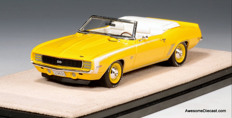 1969 Chevrolet Camaro RS SS Convertible (Roof Down), Daytona Yellow 1:43 Resin Cast Model Car by Stamp Models