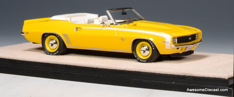 1969 Chevrolet Camaro RS SS Convertible (Roof Down), Daytona Yellow 1:43 Resin Cast Model Car by Stamp Models