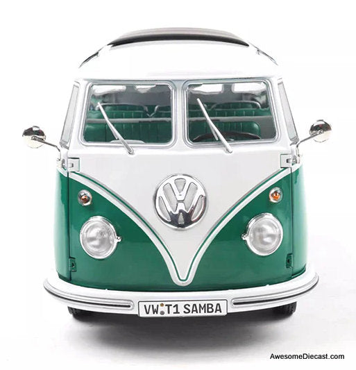 1962 Volkswagen T1 Samba, Green/White 1:18 Diecast Model Vehicle by Solido