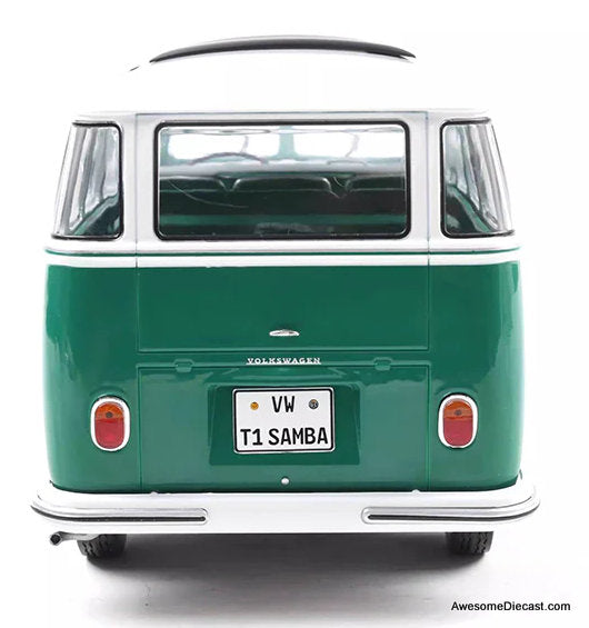 1962 Volkswagen T1 Samba, Green/White 1:18 Diecast Model Vehicle by Solido