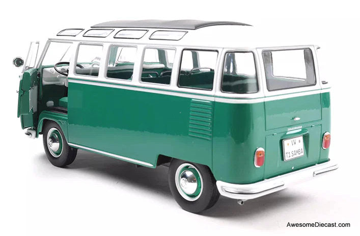 1962 Volkswagen T1 Samba, Green/White 1:18 Diecast Model Vehicle by Solido