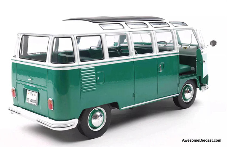 1962 Volkswagen T1 Samba, Green/White 1:18 Diecast Model Vehicle by Solido