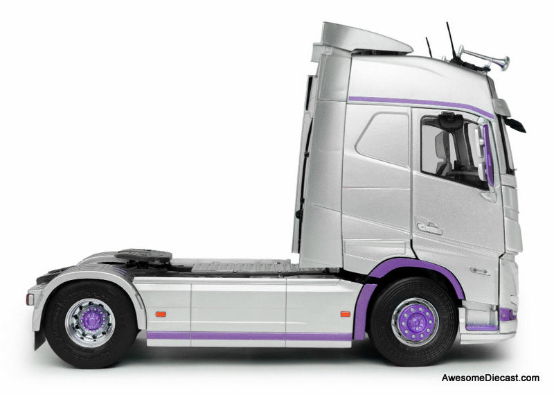 2023 Volvo Trucks FH Globetrotter XL Sleeper Cab, Silver/Purple 1:24 Diecast Model Truck by Solido