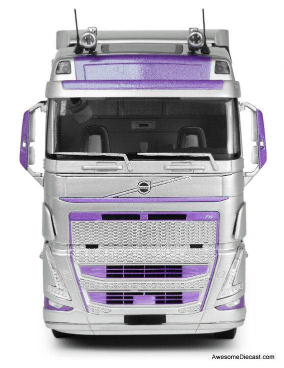 2023 Volvo Trucks FH Globetrotter XL Sleeper Cab, Silver/Purple 1:24 Diecast Model Truck by Solido