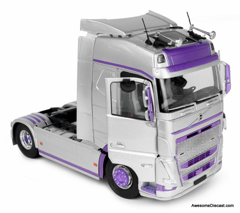 2023 Volvo Trucks FH Globetrotter XL Sleeper Cab, Silver/Purple 1:24 Diecast Model Truck by Solido