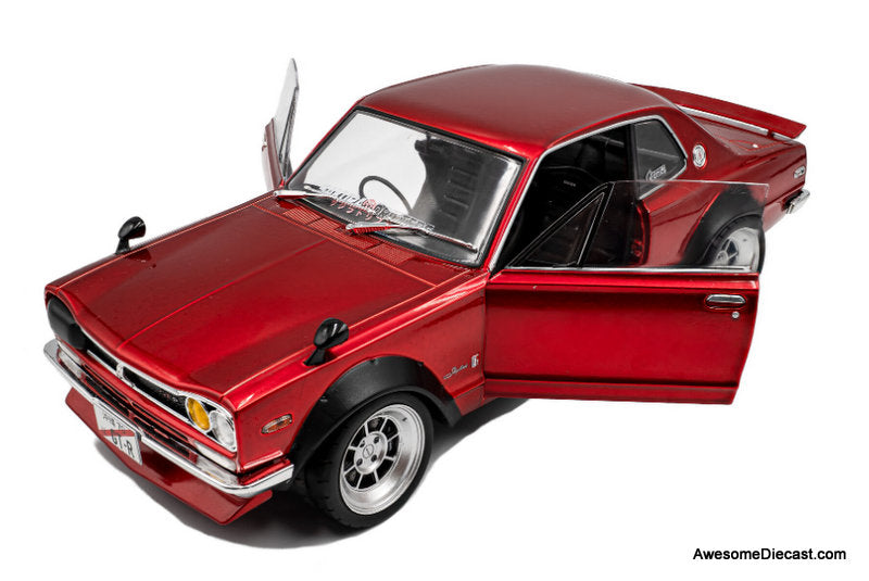 1970 Nissan Skyline  (C10) Hakosuka Works, Metallic Red 1:18 Diecast Model Car by Solido