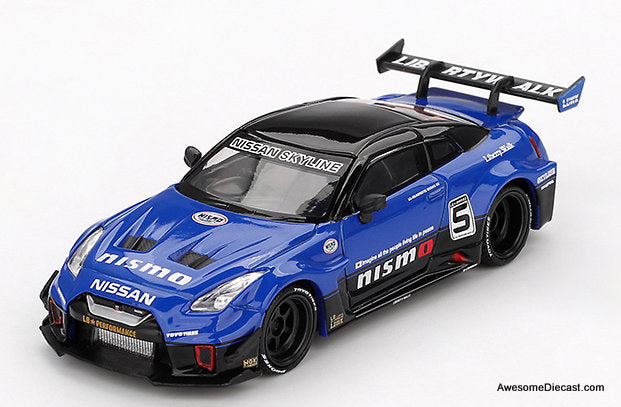 LB-Silhouette Works GT Nissan 35GT-RR #5, Blue 1:64 Diecast Model Car by Mini GT